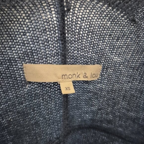 Monk & Lou Slate Blue Open Front Lambswool Angora Cardigan Sweater Sz XS - Picture 9 of 13